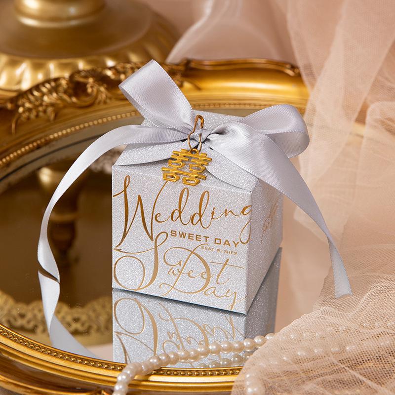 5/10Pcs Wedding Favors Boxes Candy Gift Boxes with Creative Ribbon Rectangle Paper Sweets Box for Engagement Party Anniverary