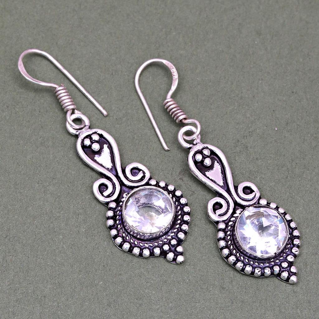 Topaz Set White Pendant Earrings Jewelry Necklace Gemstone  Blue