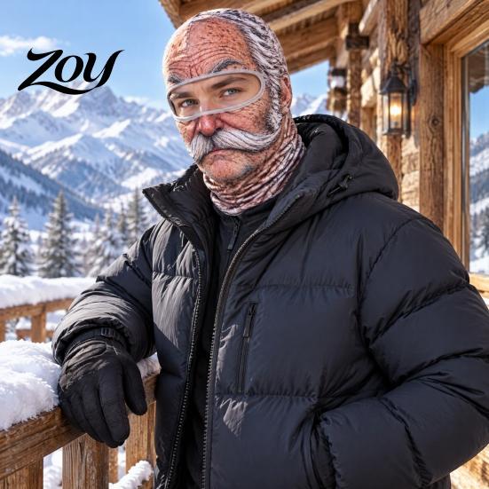 Group Photo Props Funny Realistic Face Ski Mask, Breathable Acrylic And Modal Full Winter Adventure Gear Balaclava, Windproof Headgear for Outdoor