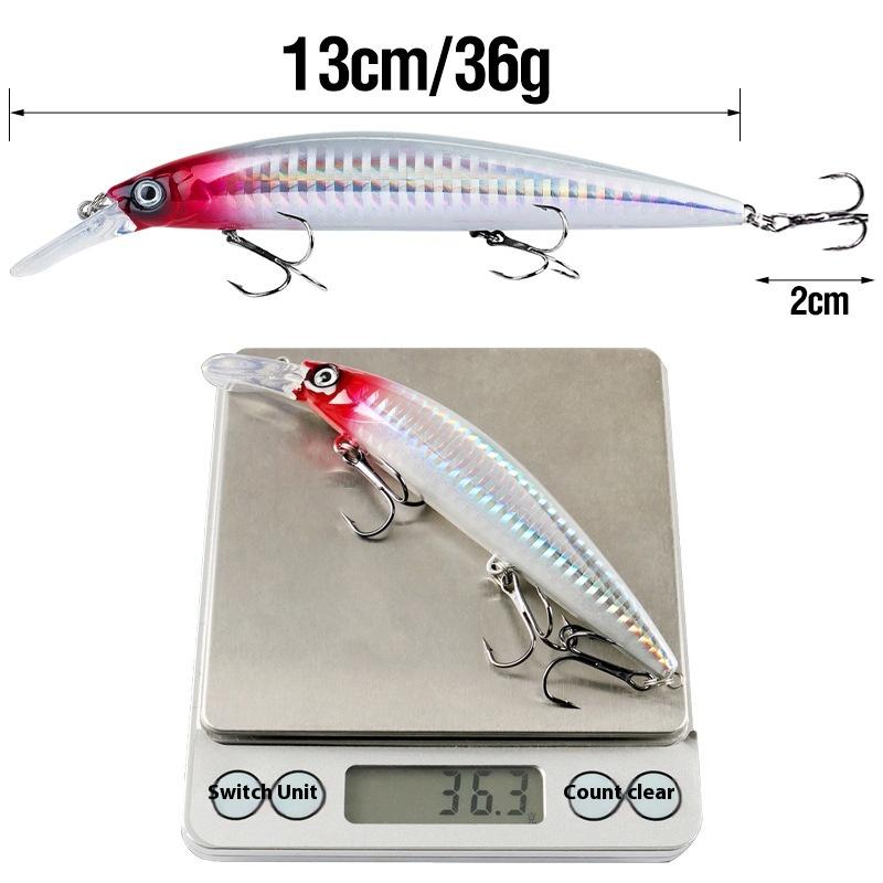1Pc 130Mm/36G Simulation Minnow Fishing Lure Laser Engraving Long Casting Hard Lure With 3 Treble Hooks Wobble Fishing Tackles