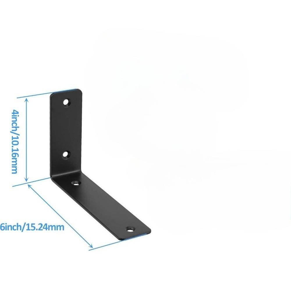 4PCS L Shaped Shelf Support, Heavy Duty Black Metal Countertop Bracket, Practical Wall Mount for Wooden Installation