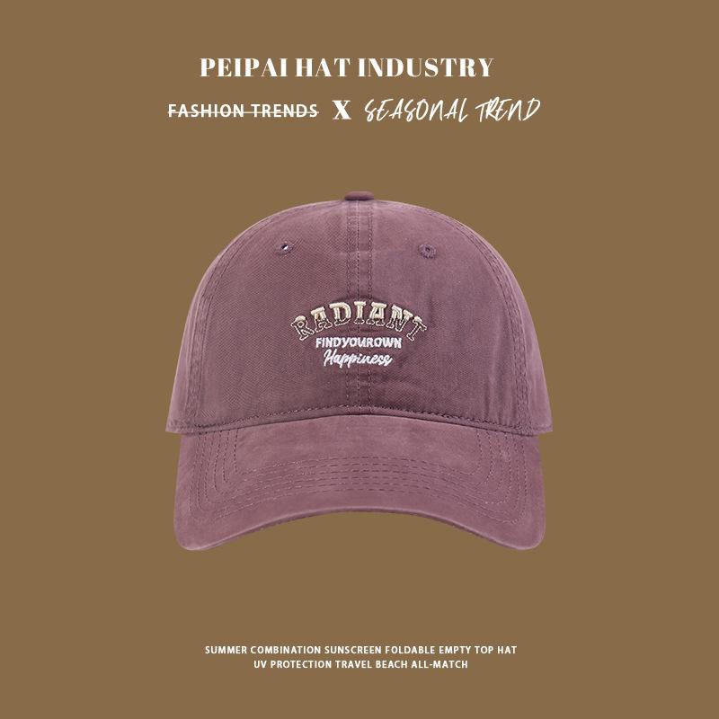 

Baseball cap female trendy brand versatile letter visor wide brim showing face small Korean peaked cap M（56-58cm）