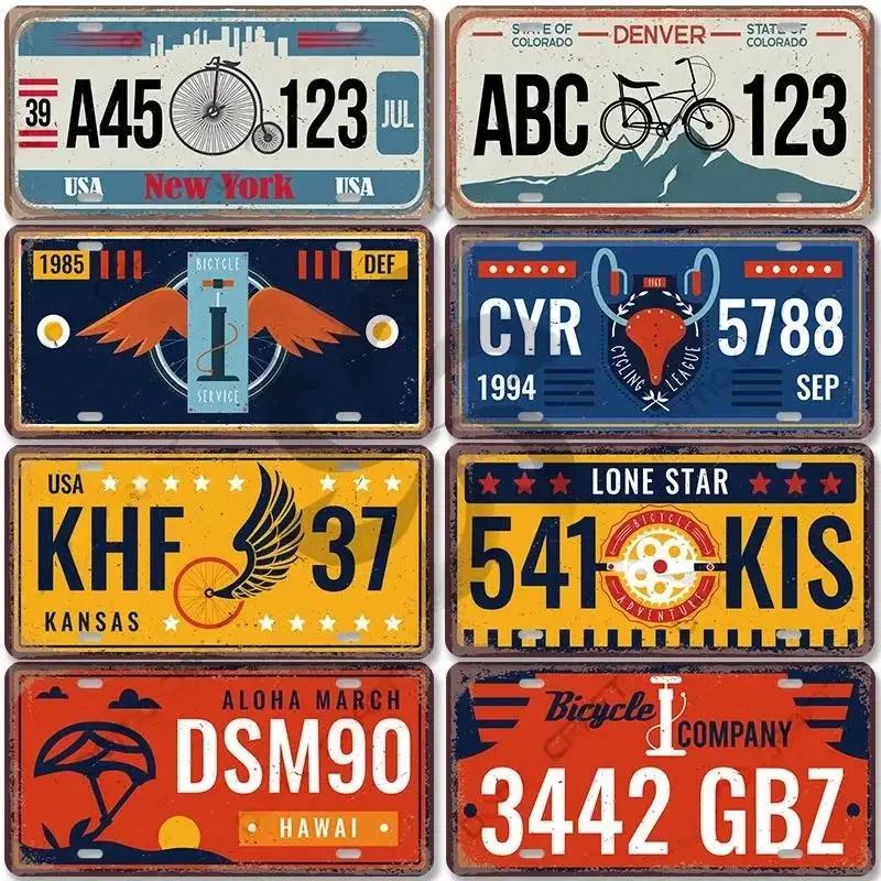 

Vintage Fahrrad Auto Nummer Aluminium Metallplatte Retro Texas Michigan Poster Metall Zeichen Mann Höhle Garage Bar Club Cafe 15x30cm(5.9x7.8inch)