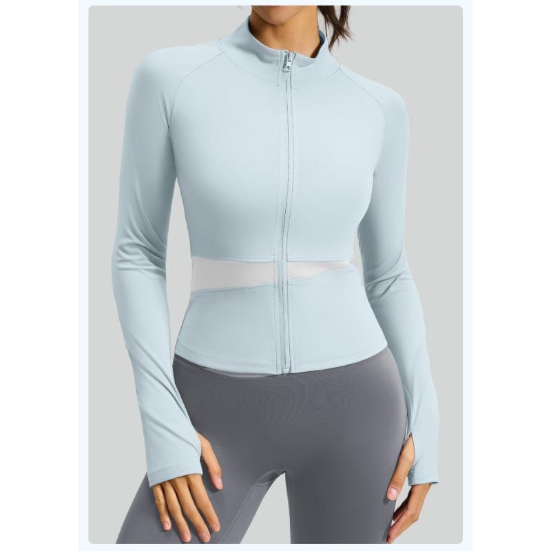 Women S Color Block Yoga Jacket Slim Fit Long Sleeve Workout Top