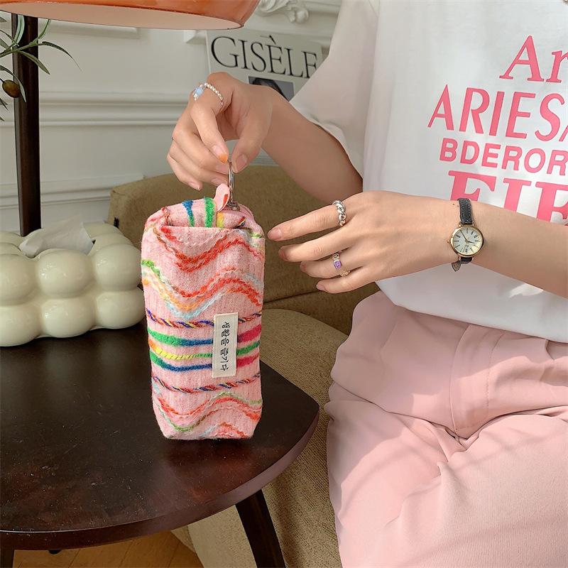 

Контрастная радужная полосатая сумка через плечо из холста, вместительная сумка для покупок, шерстяная женская сумка