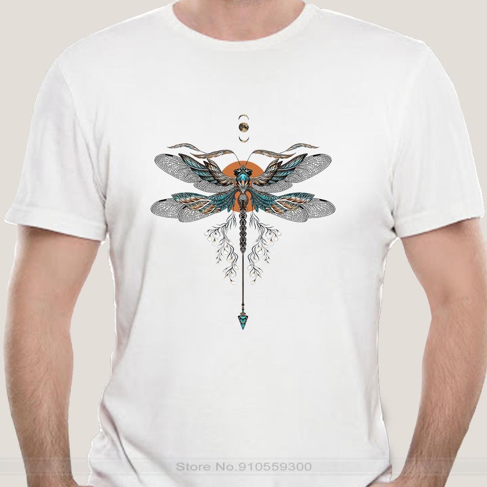 Chic Unisex Tshirt Dragon Fly Tattoo T Shirts   White Tshirt For Male Short Sleeve Thanksgiving Gift Streetwear Top