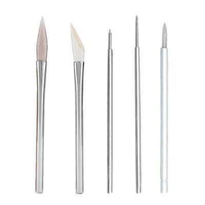 Agate Polishing Tool and Steel Pressure Polishing Carving Precious Metal with Bamboo Iron Handle for Gold Sliver Jewelry