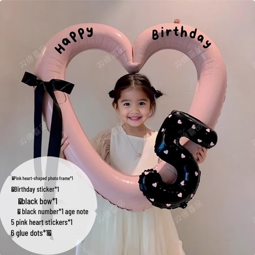 Pink Heart Cutout Balloon Photo Frame for First Birthday & Milestone Celebrations