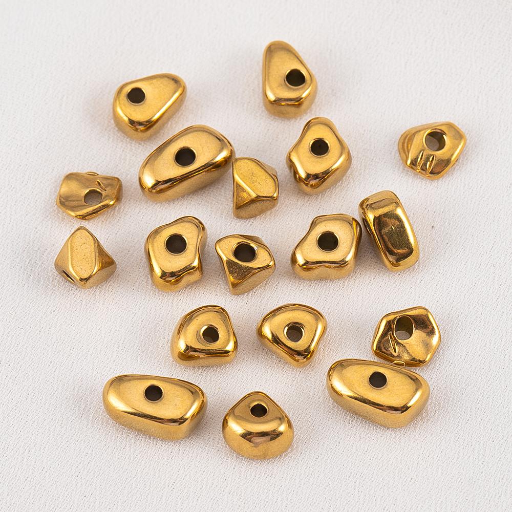 5pcs Color Retention Irregular 304 Stainless Steel Gold Color Beads For DIY Bracelets Necklaces Accessories Loose Bead Materials