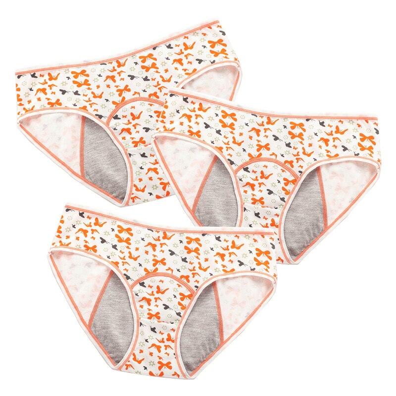 3pcs Leakproof Children Menstrual Pants Cotton Underwear Cute Cartoon Period Panties Fashion Underpants