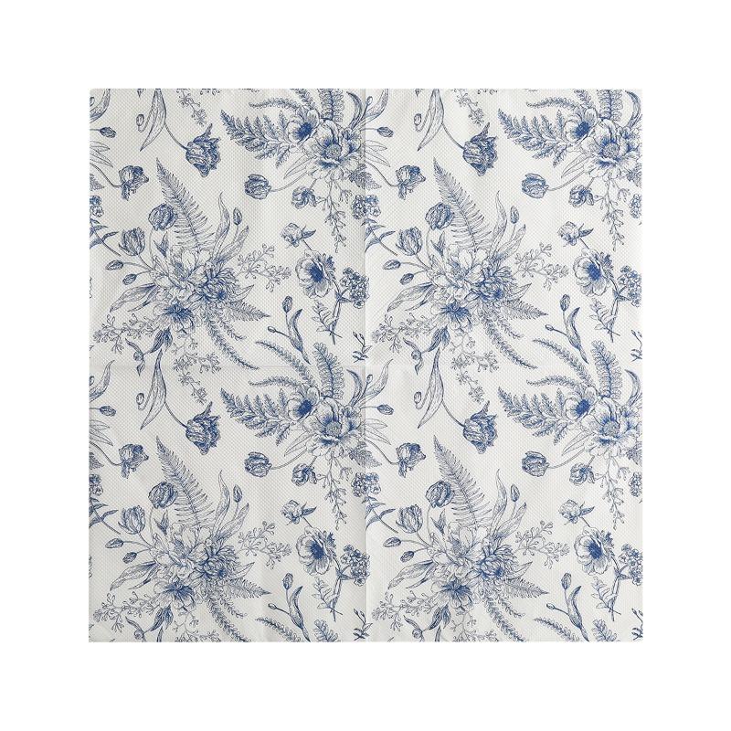 Party Napkins, 20pcs Blue White Floral Fern Pattern Paper Napkins - Scandinavian Style for Wedding Dinner Table Decor, Naturalis