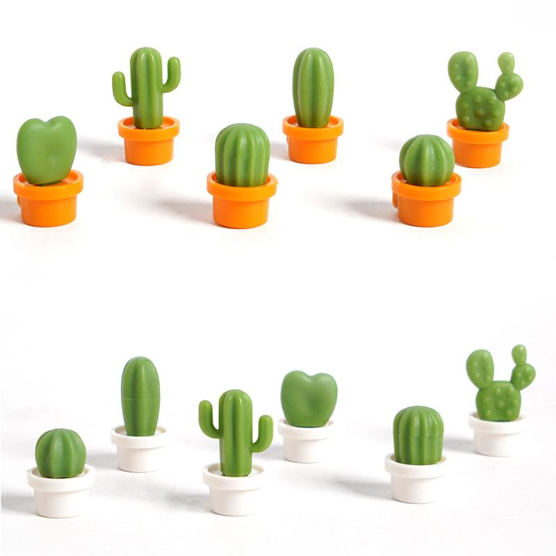 6Pcs/Set 3D Cute Succulent Plant Magnet Message Sticker for Kitchen Refrigerator Magnet Button Cactus Decoration Accessories