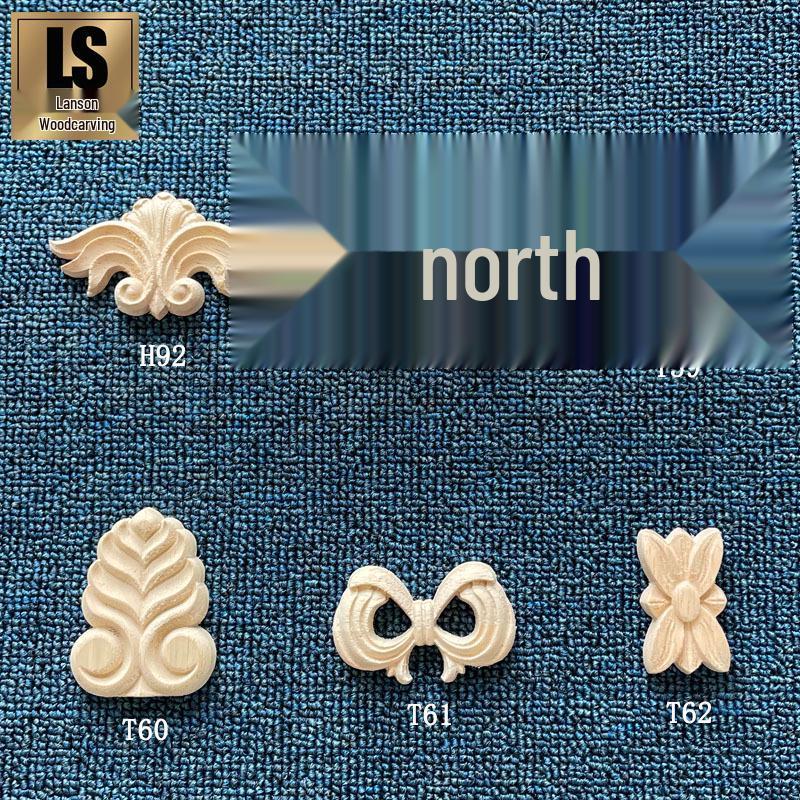 European-Style Solid Wood Carved Floral Decal for Furniture and Fireplace Columns T62 5x3cm