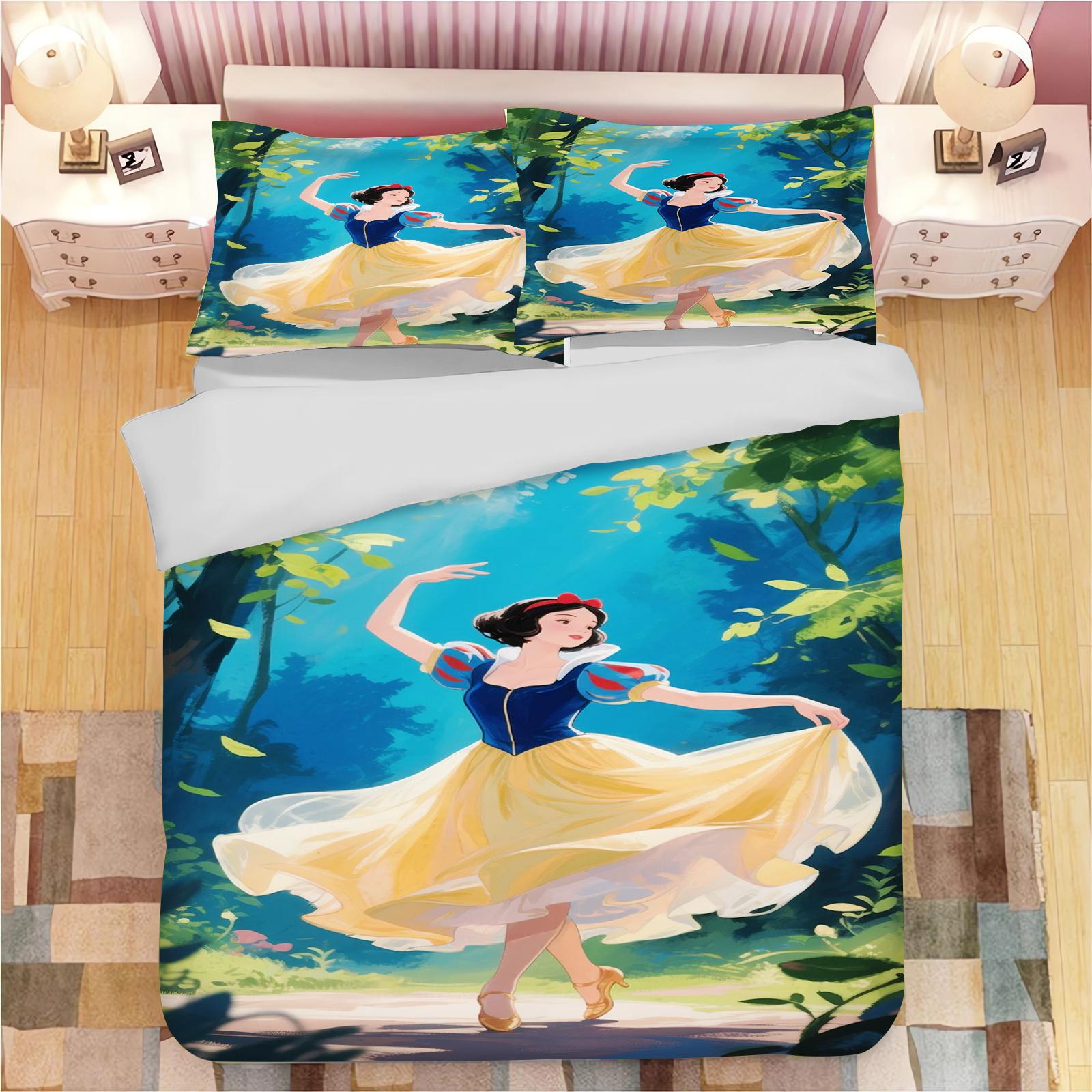 

Princess Duvet Cover Cute Pillowcase Bedding Set Adult Girl Bedroom Decoration Gift Single Double Large Size 135x200cm