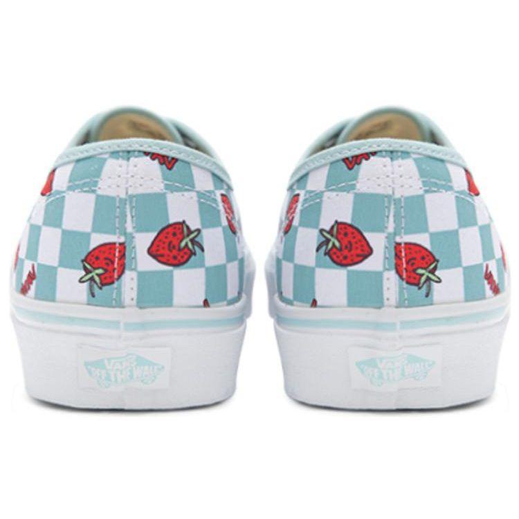 Vans Authentic Wallpaper Checkerboard Strawberry Print Durable Breathable Low Top Canvas Shoes Unisex Sneakers Green White VN0A5KS9LTB