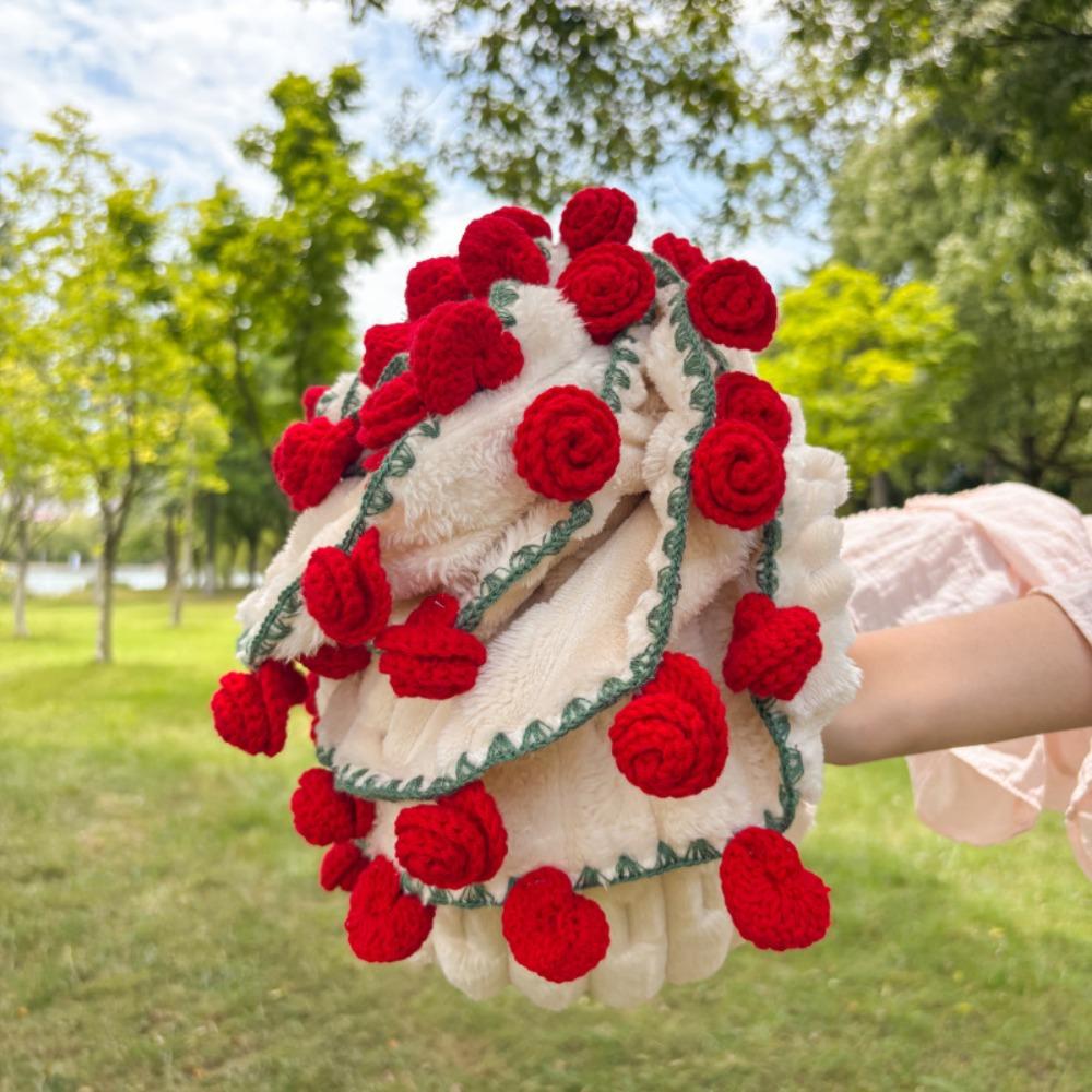 Fleece Rose Bouquet Blanket Warm Crocheted Flower Blanket Rose Flower Blanket  Festival Gift