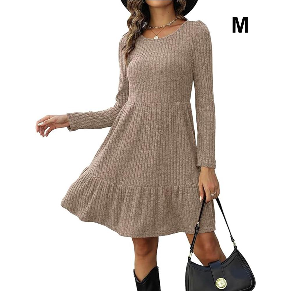 Rochie pulover cu mânecă lungă pentru femei Rochie casual în linie A, cu gât roșu, toamnă și iarnă