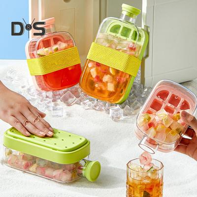 Bottiglia d'Acqua Vassoio Ghiaccio Press-to-Cold 2-in-1 Stampo per Cubetti di Ghiaccio e Bollitore Produzione Rapida di Ghiaccio Bottiglia Portatile Facile Rilascio Stampo in Silicone Tazza da Freezer Senza Contatto