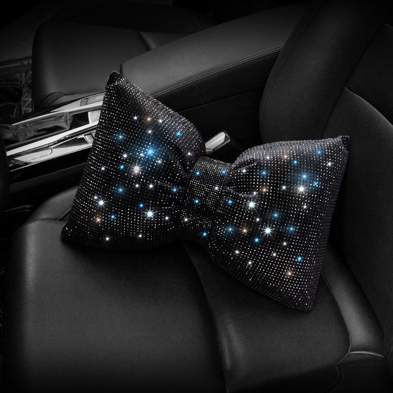 1Pcs Diamond  Bowknot Car Neck Pillow  Auto Headrest Seat Support Waist Pillows Car Accessories For Women