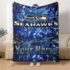 Name Custom Seattle Seahawks Logo Print Flannel Blanket High Quality Warm Comfortable Cover for All Seasons Perfect for Gifts Home Decor