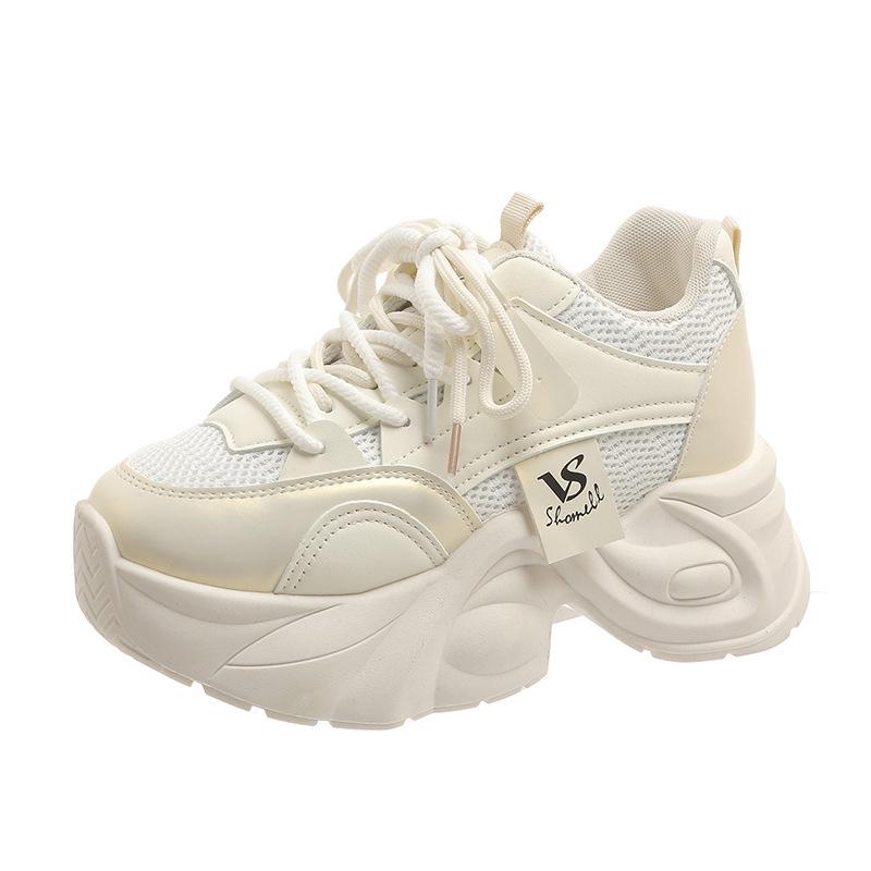

Thick-soled mesh dad shoes for women 2025 spring new versatile muffin fashion small height increase sports single shoes for women 40 білий