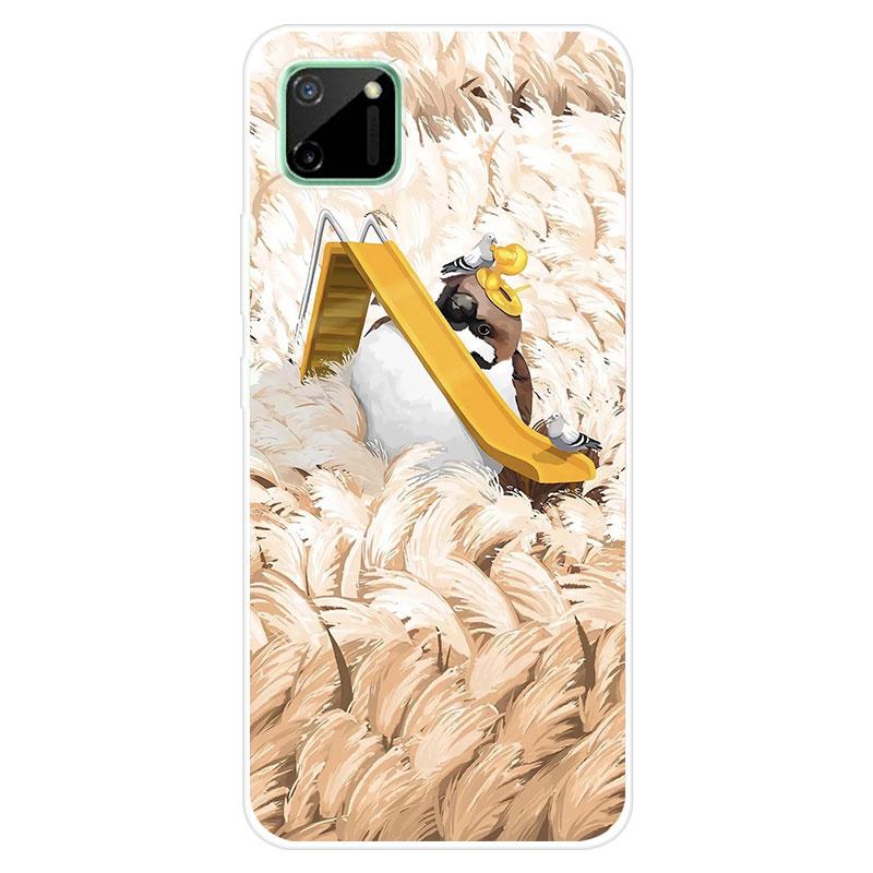 SEAHAI Cover per Realme C11 (2021), Custodia Protettiva Ultra Sottile ed Elegante in Silicone TPU Flessibile, Glitter Placcatura Phnom Penh Design Cover Antiurto Case, Rosso