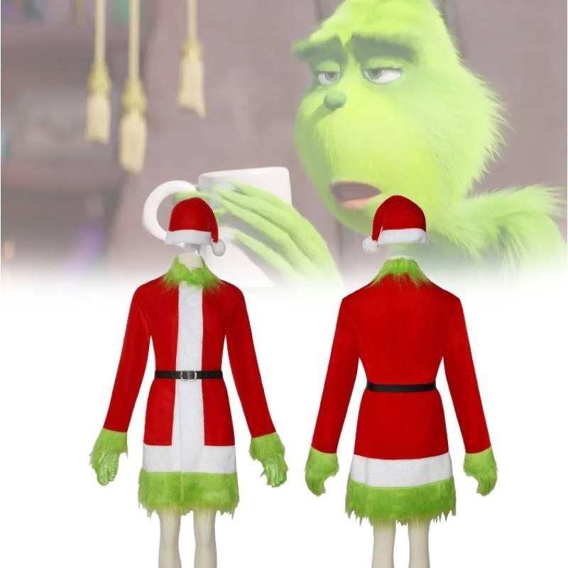 Festive Grinch Cosplay Costume For Christmas Parties Fun Velvet Fabric Unisex Sizes Xs To Xxxl