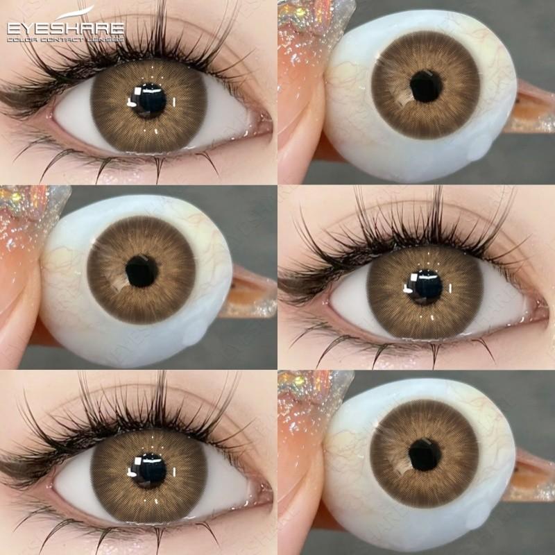 Eyeshare 2pcs LOIRE Contact Lenses for Eyes Colored Eye Lens 14.5mm Natural Brown Grey Softlens Beauty Pupils