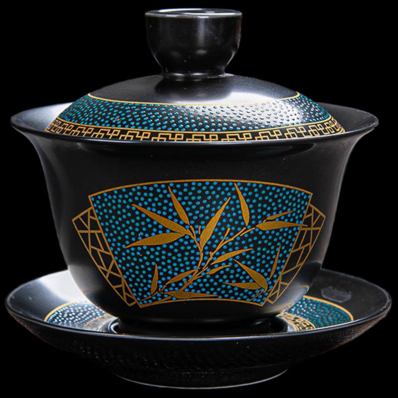 Шанци Черная глазурь Керамическая гайвань Чайная пиала