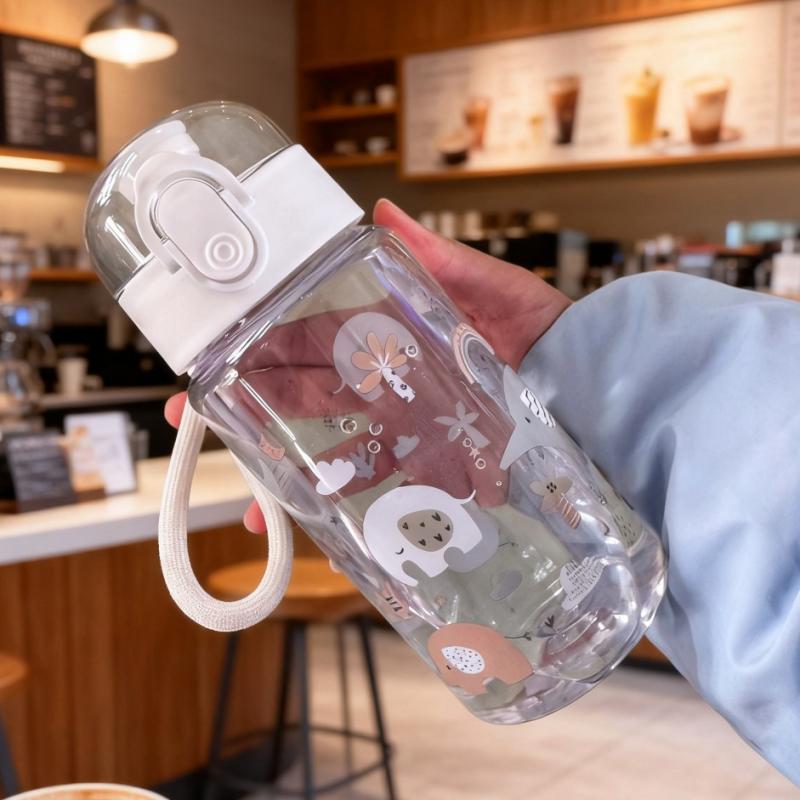 Children s Water Bottle for Summer Student Drinking Bottle Plastic 550ML Sports Water Bottle Portable Anti-fall and Leak Proof белый