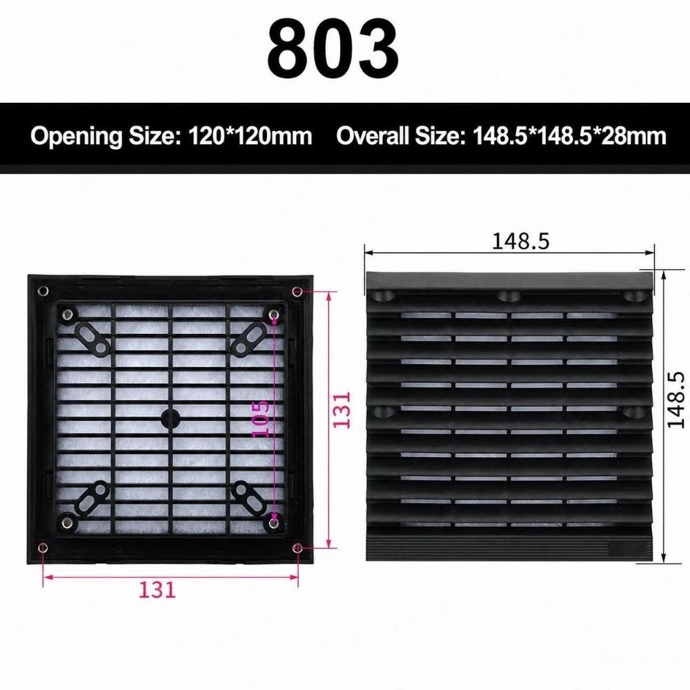 Black Vent Grille Waterproof Louver Vent Air Ventilation System Fan Grille Electric Cabinet