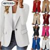 Women's Vintage Casual Solid Color Print Spring Autumn Long Sleeve POLO Neck Jacket Unique Designs & Coats