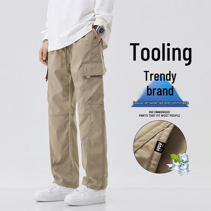 VUUG Men's Summer Loose Straight Cargo Pants
