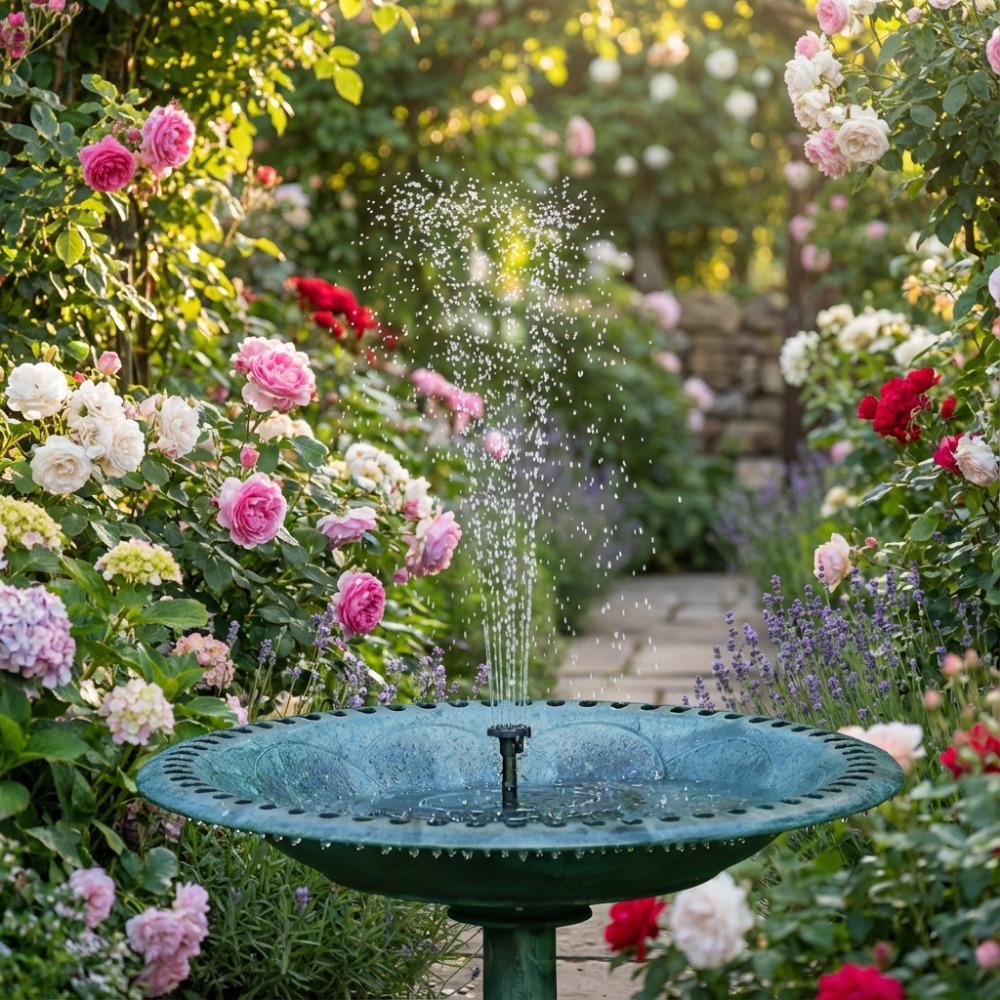 3.5W Solar Bird Bath Water Fountain Pump, with 6 Nozzles DIY Garden Ponds Pool Water Features, Ideal Outdoor Landscape Accessory