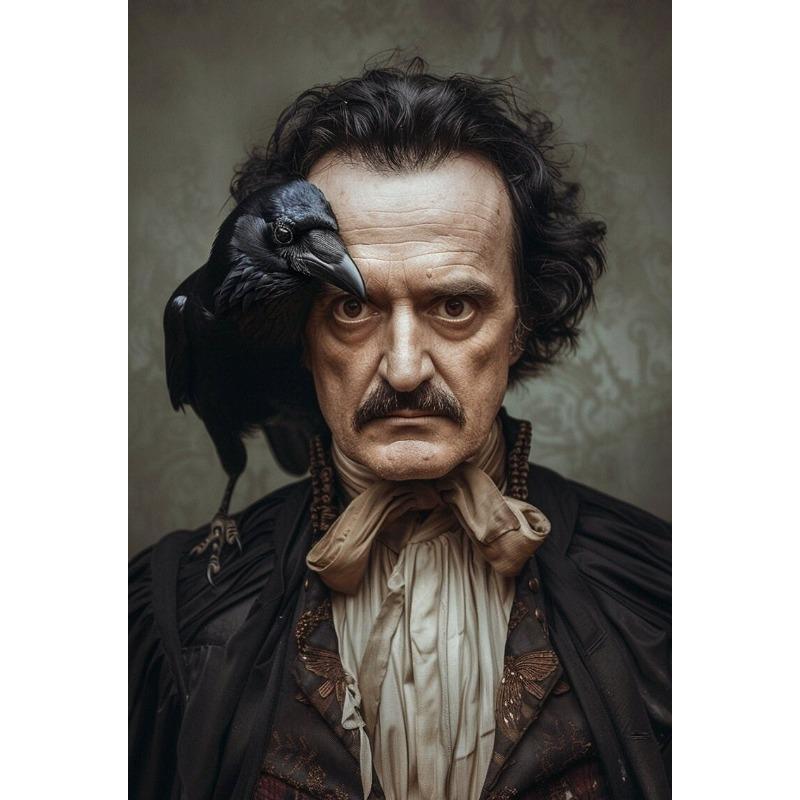 

Эдгар Аллан По Постер Готические стили Викторианский Ворон Темная Академия Холст Живопись Ретро Библиотека Настенное искусство Гостиная Домашний декор 21cm×30cm NoFrame