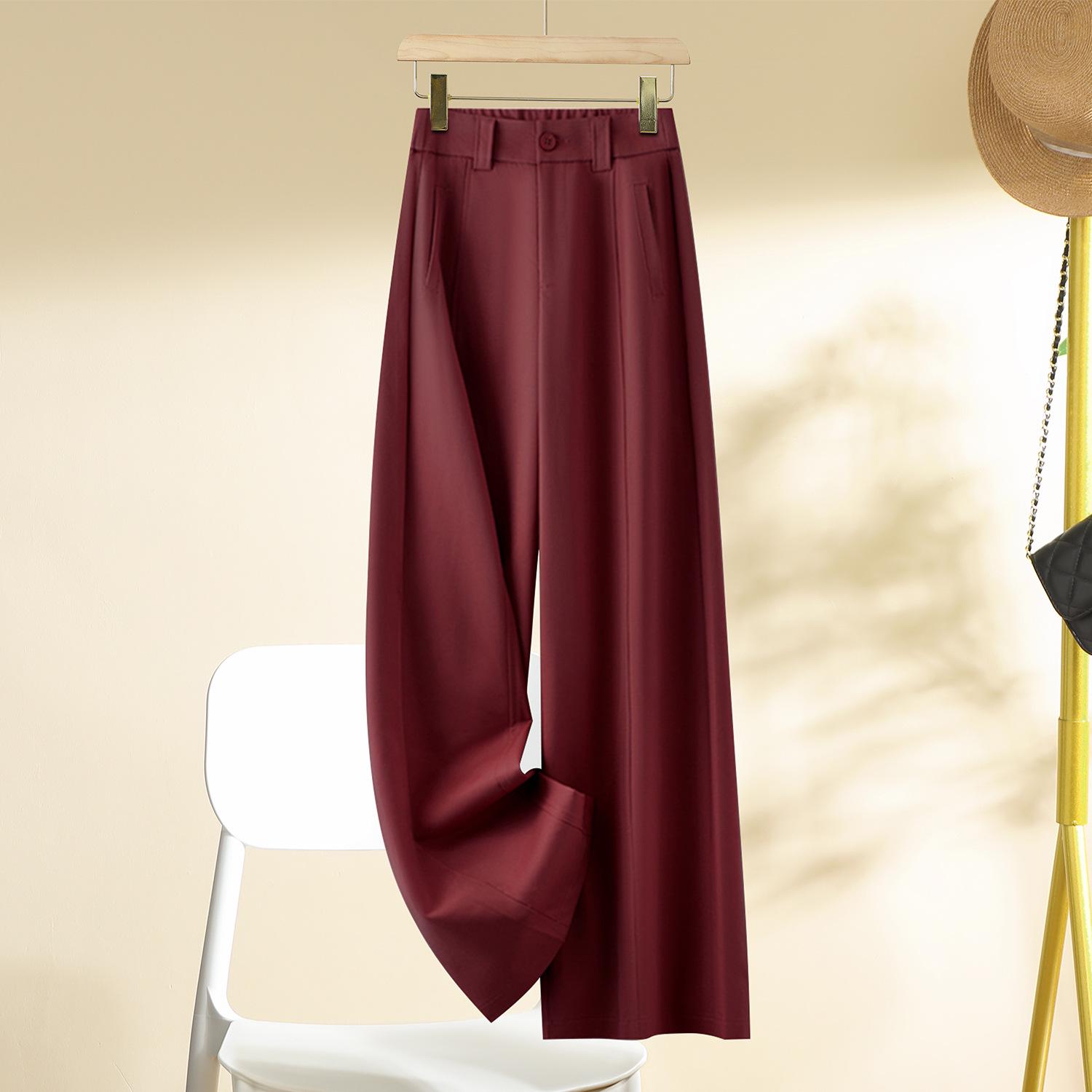 

Женские весенние брюки 2025 года с высокой талией, эластичные, с широкими штанинами: Модные повседневные брюки свободного кроя 29 (115-125 lbs)