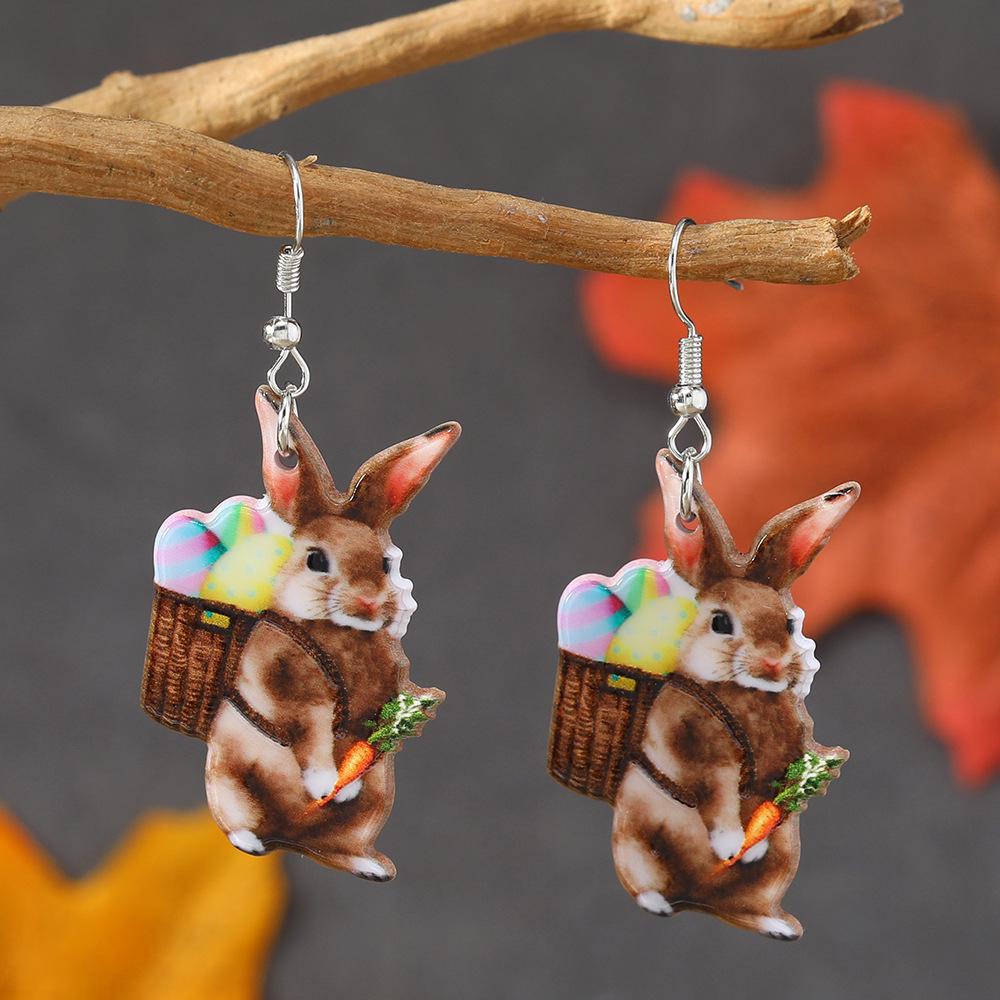 Easter Acrylic Earrings: Cute Rabbit & Colorful Egg Design