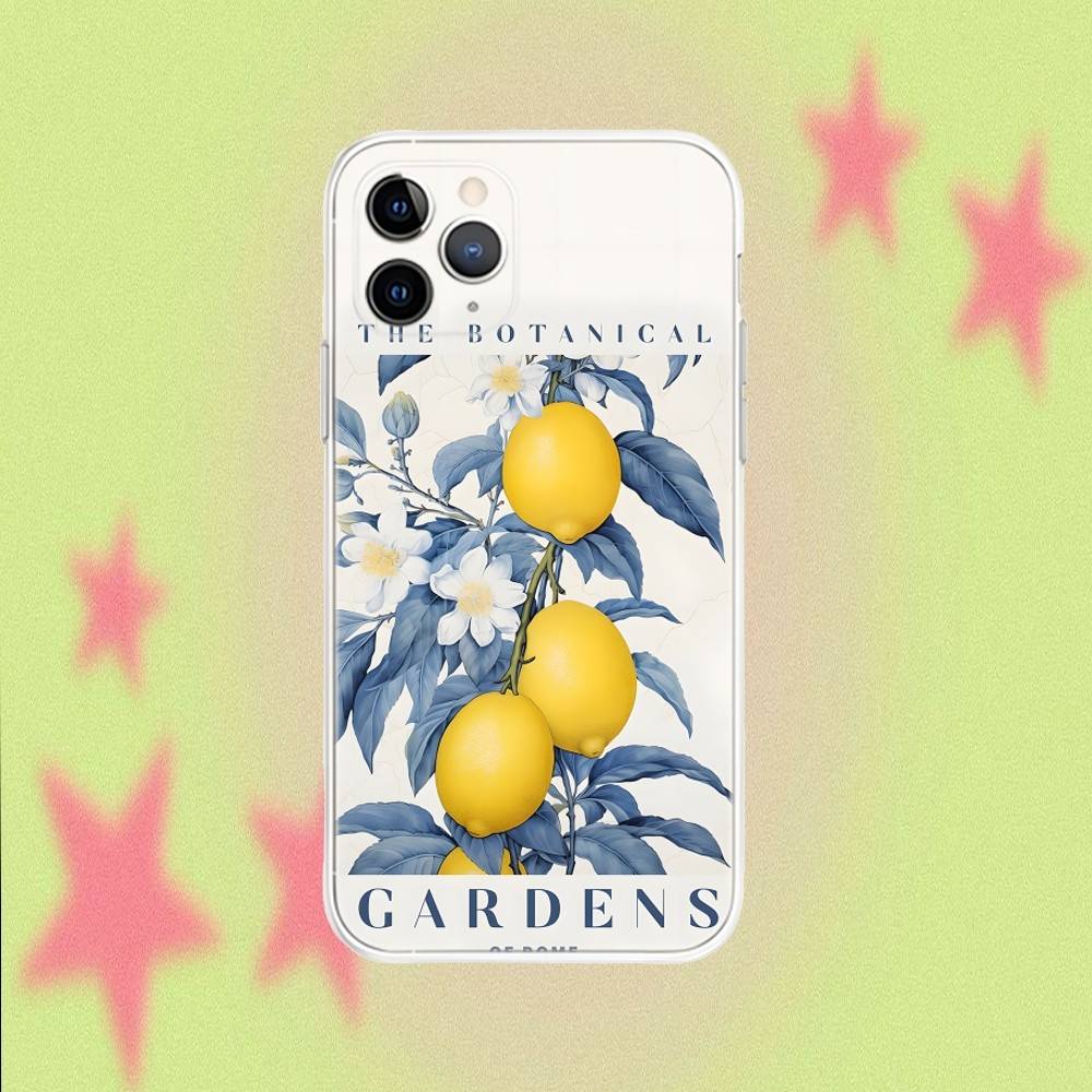 

Mediterranean Lemon Fresh Friut Transparent Non-Slip Phone Case For iPhone 17,16,15,14,13,12,11,Air,X,XR,Pro,Max,Plus iPhoneXSMAX
