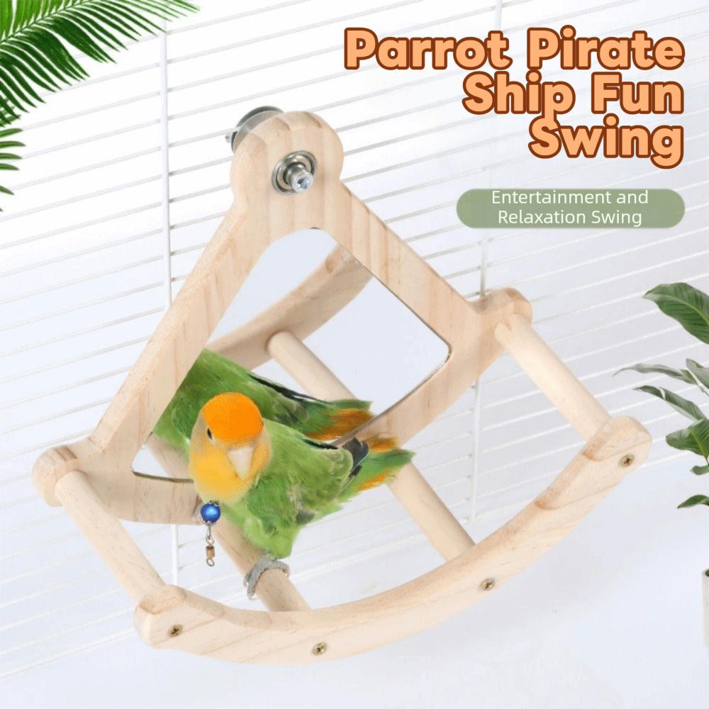 Wooden Parrot Swing Bite Resistant Rocking Perch Stand Bird Cage Accessories  Parakeet Play