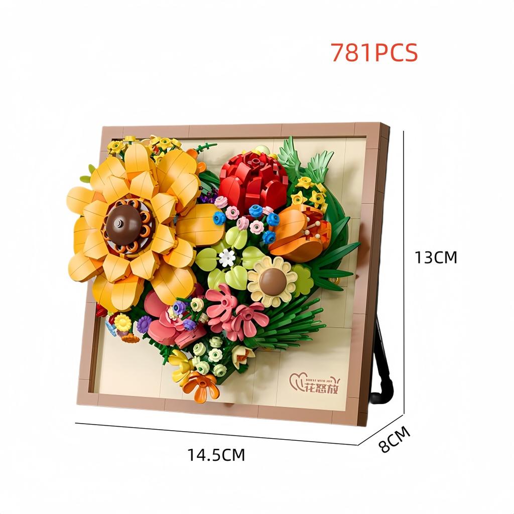KNEW BUILT Innovative Building Block Flower 3D Po Frame Ornament-Ideal DIY DecorGift for GirlWall Hanging & Educational Toy