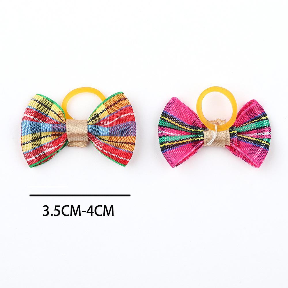 100pcs Pet Accessories Grid Dog Hair Bows Fashion Cute Dog Bows Rubber Bands Pet Hair Bow Ties Decoration for Dog Accessories