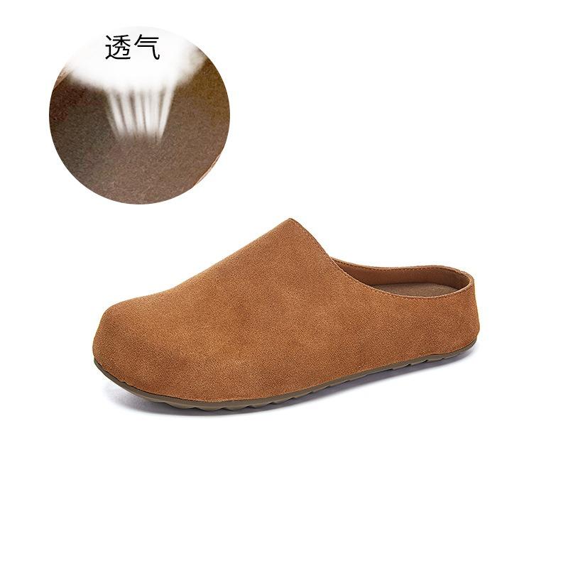New Leather Casual Single Shoes Women's Autumn Retro Lazy One-pedal Flat-soled Women's Shoes Versatile Shoes Women's