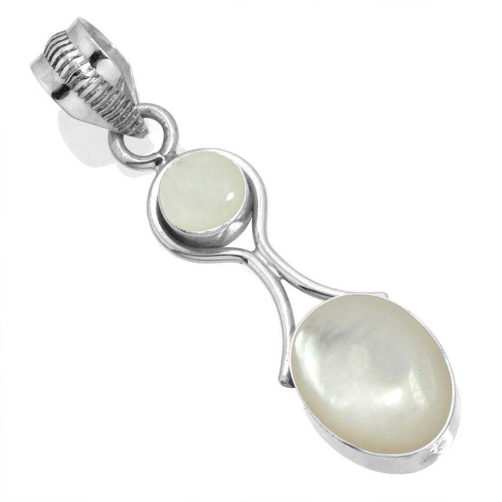 925 Sterling Silver Pendant Women Gemstone Handmade Jewelry Halloween Gift Blue Green Purple Copper Turquoise Pearl Lapis Mother Of Pearl Victorian