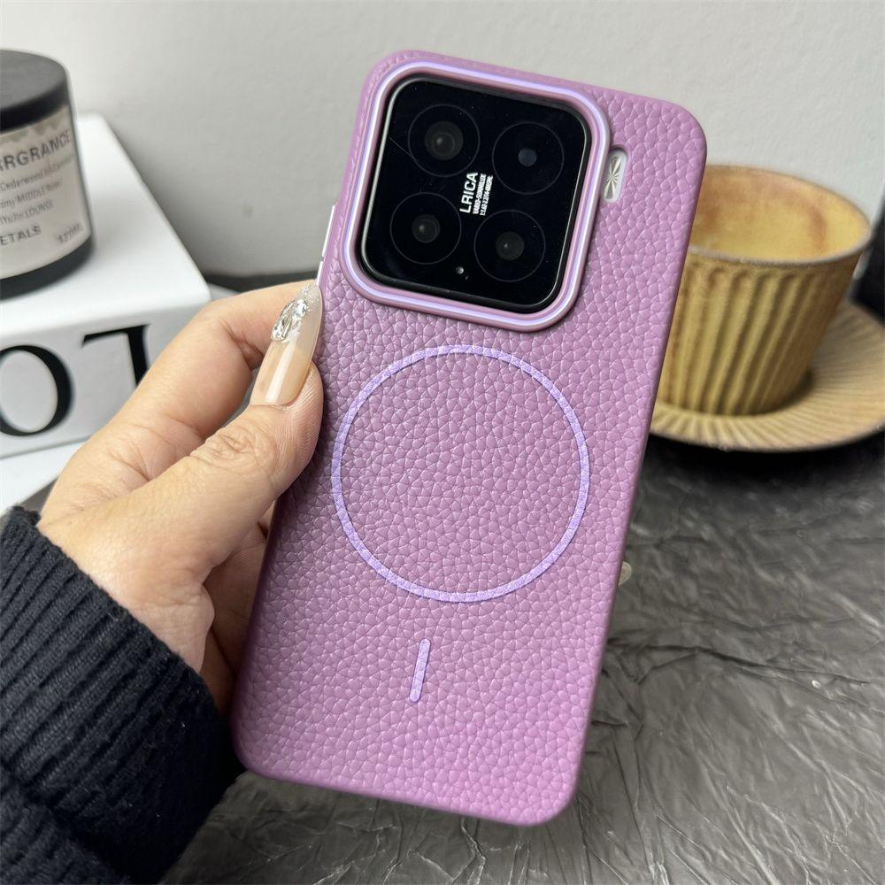 Xiaomi Mi 15 Mobile Phone Case, Lychee Pattern Plain Leather 14ultra Matte Large Hole Simple 13pro Soft Anti-drop Simple