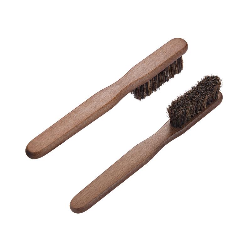 Wooden Handle Horsehair Shoe Brush for Polishing and Leather Care - Available in Large and Small Sizes
