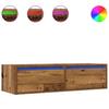 TV Cabinet with LED Lights Rustic Wood Look 100 x 35.5 x 25 cm