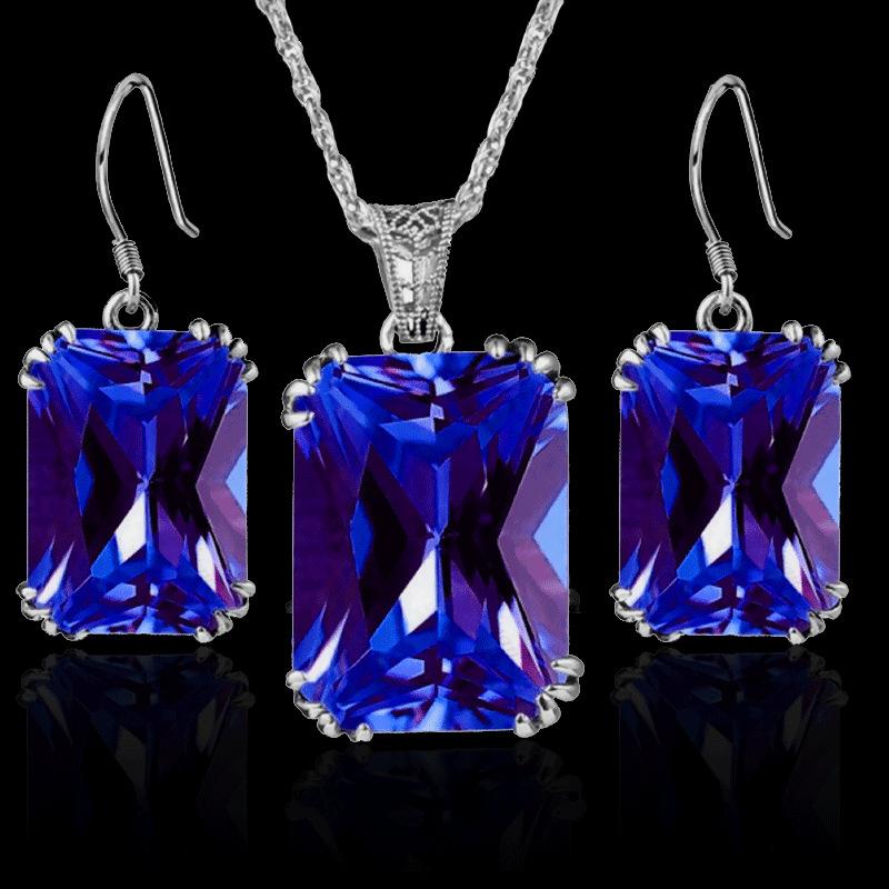1pcs Necklace And Earrings Set, New Fashion Creative Personality Versatile Earrings Necklace Set, Women Clavicle Chain Crystal Pendant Jewelry Gift