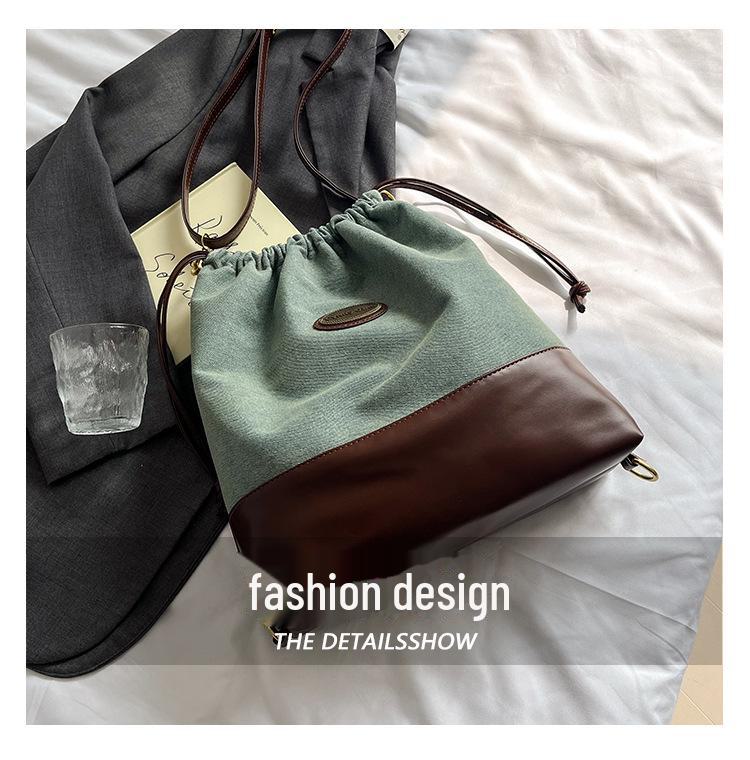 Women's Retro Plaid Hand-Carry Crossbody Commuter Bag, Autumn/Winter Portable Bucket Style