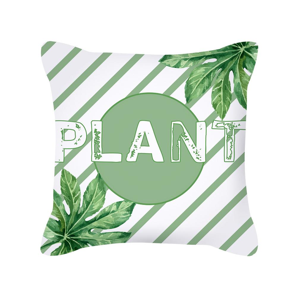 Small Fresh Peach Skin Pillowcase Nordic Summer Green Plant Cushion Pillowcase Home Supplies