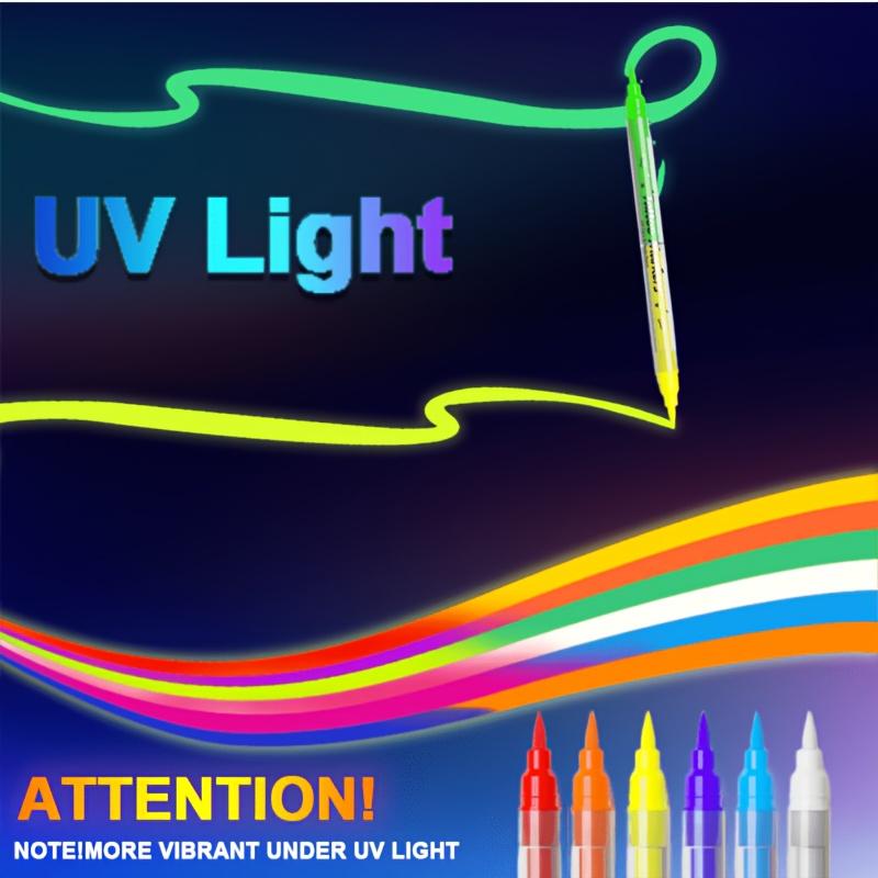 6/10-Pack 12/20 Color Glow-in-the-Dark Markers Set, Creative Light-Up - Graffiti Painting Sticks, Perfect for Stage, Halloween, Carnival